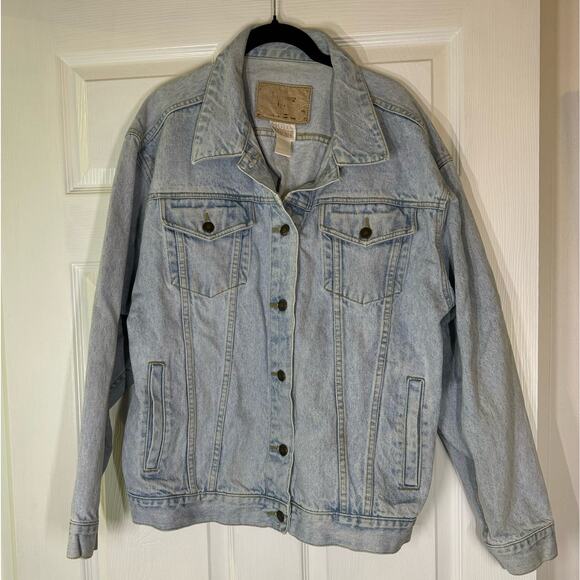 The London Jean MODA INT’L Vintage Denim Jacket Large Light Wash Oversized - Picture 3 of 9